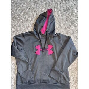 Under Armour Storm Women's Gray Pink Pullover‎ Hoodie Fleece Lined MEDIUM EUC